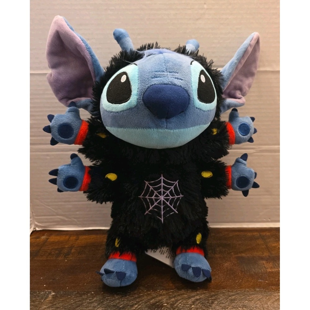 Disney Parks Stitch Experiment 626 Black Spider Halloween Plush Toy - 14"
